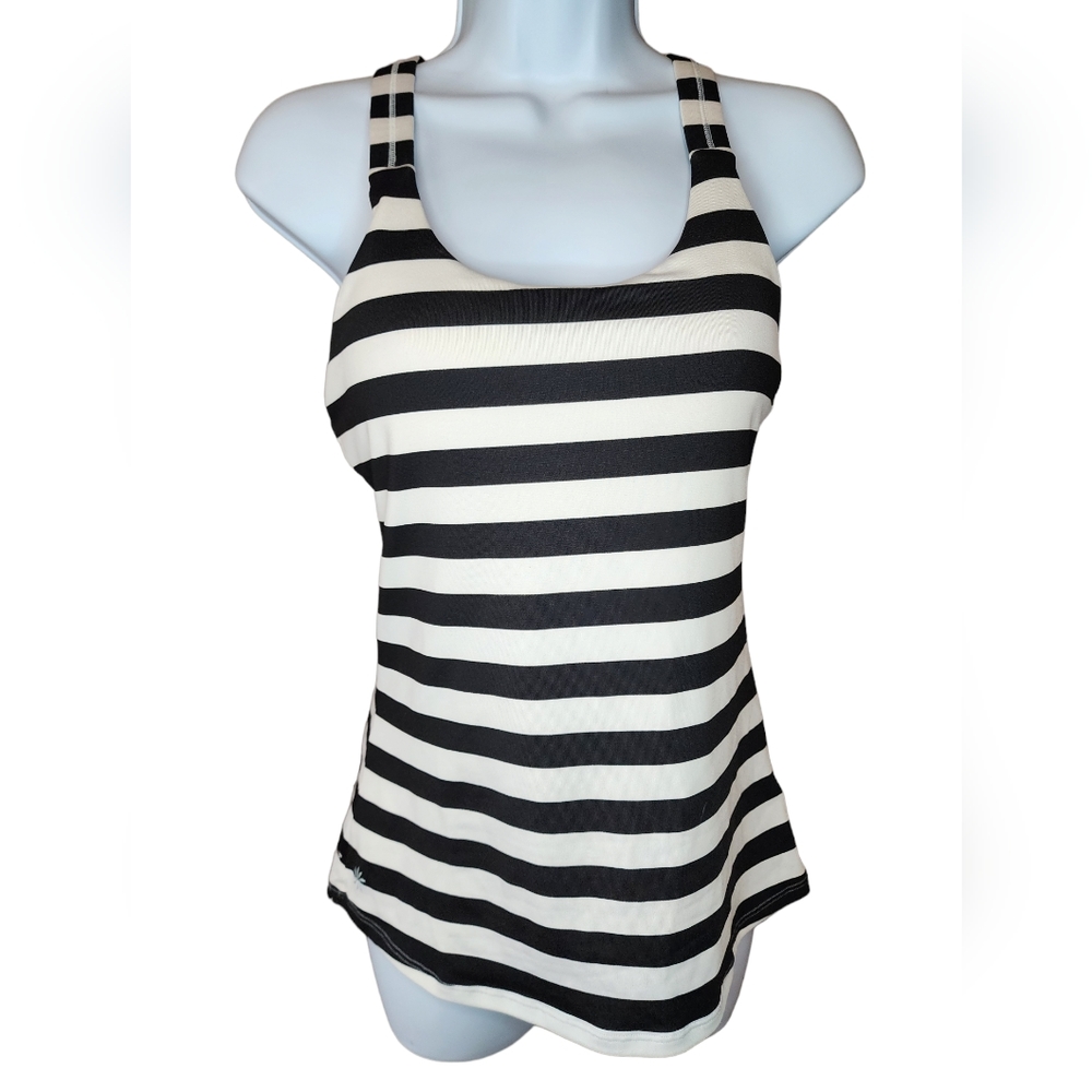 Athleta Optimism Tank | Black and White Striped